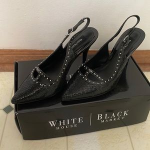 White House Black Market black leather heels
